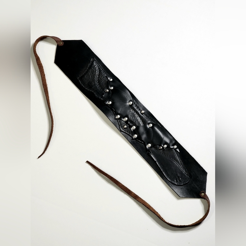 Custom Made Genuine Leather Bat Studded Belt